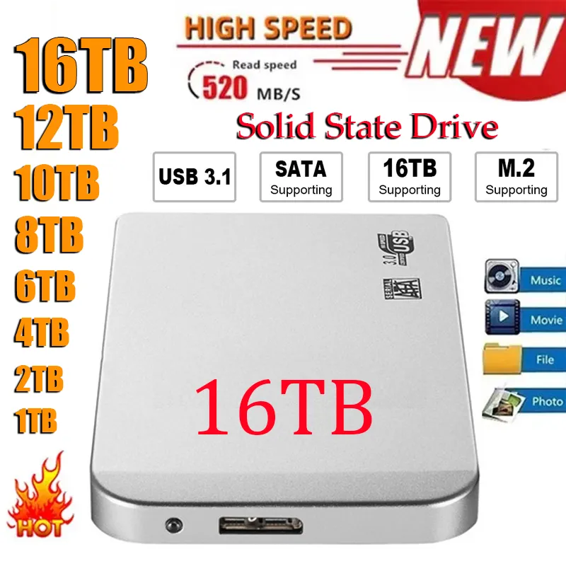 Original SSD 1TB External Hard Drive 2TB High Capacity Solid State Drive Hard Disk Mass Storage Device for Laptop/Notebook/Phone