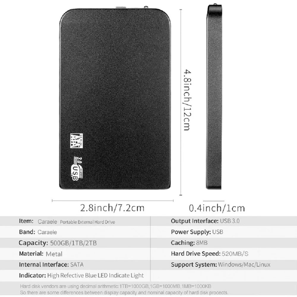 Original SSD 1TB External Hard Drive 2TB High Capacity Solid State Drive Hard Disk Mass Storage Device for Laptop/Notebook/Phone